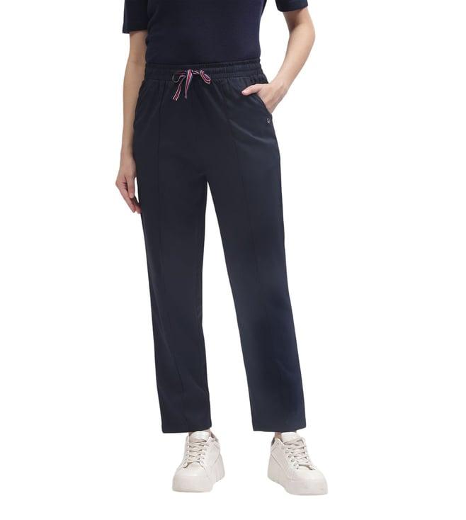 iconic navy regular fit drawstring trousers