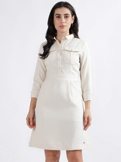 iconic off-white self pattern shirt dress