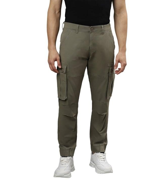 iconic olive regular fit cargo trousers
