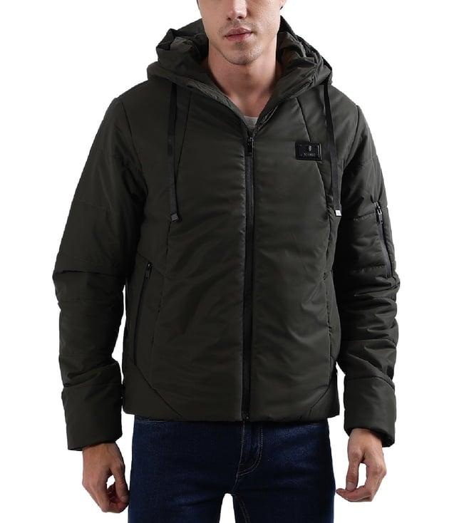 iconic olive regular fit puffer jacket