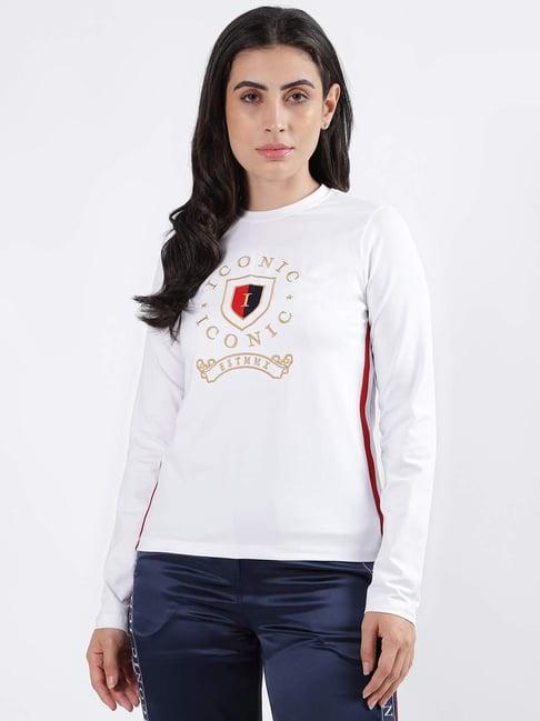 iconic pearl white cotton embroidered t-shirt