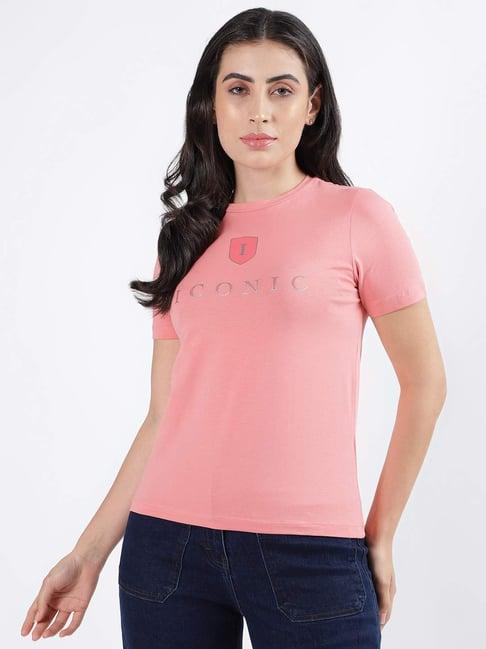 iconic pink cotton printed t-shirt