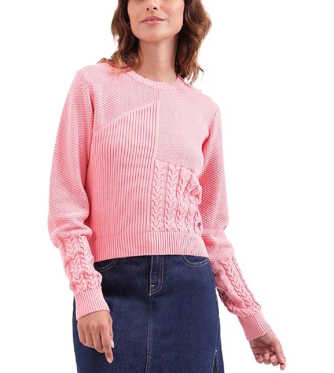 iconic pink regular fit sweater