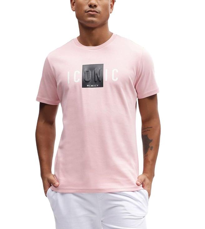 iconic pink typography logo regular fit t-shirt