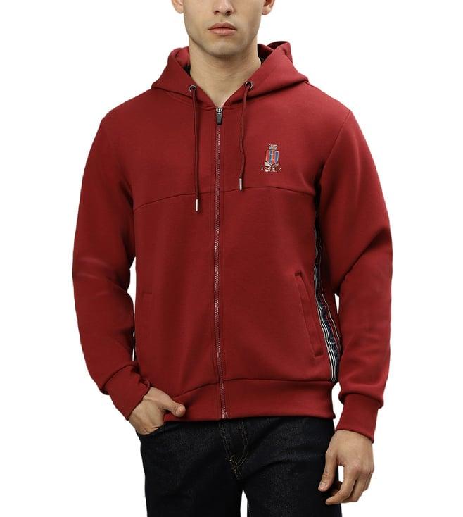 iconic red fashion hooded regular fit casual jacket