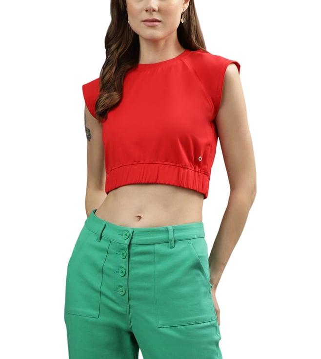 iconic red regular fit crop top