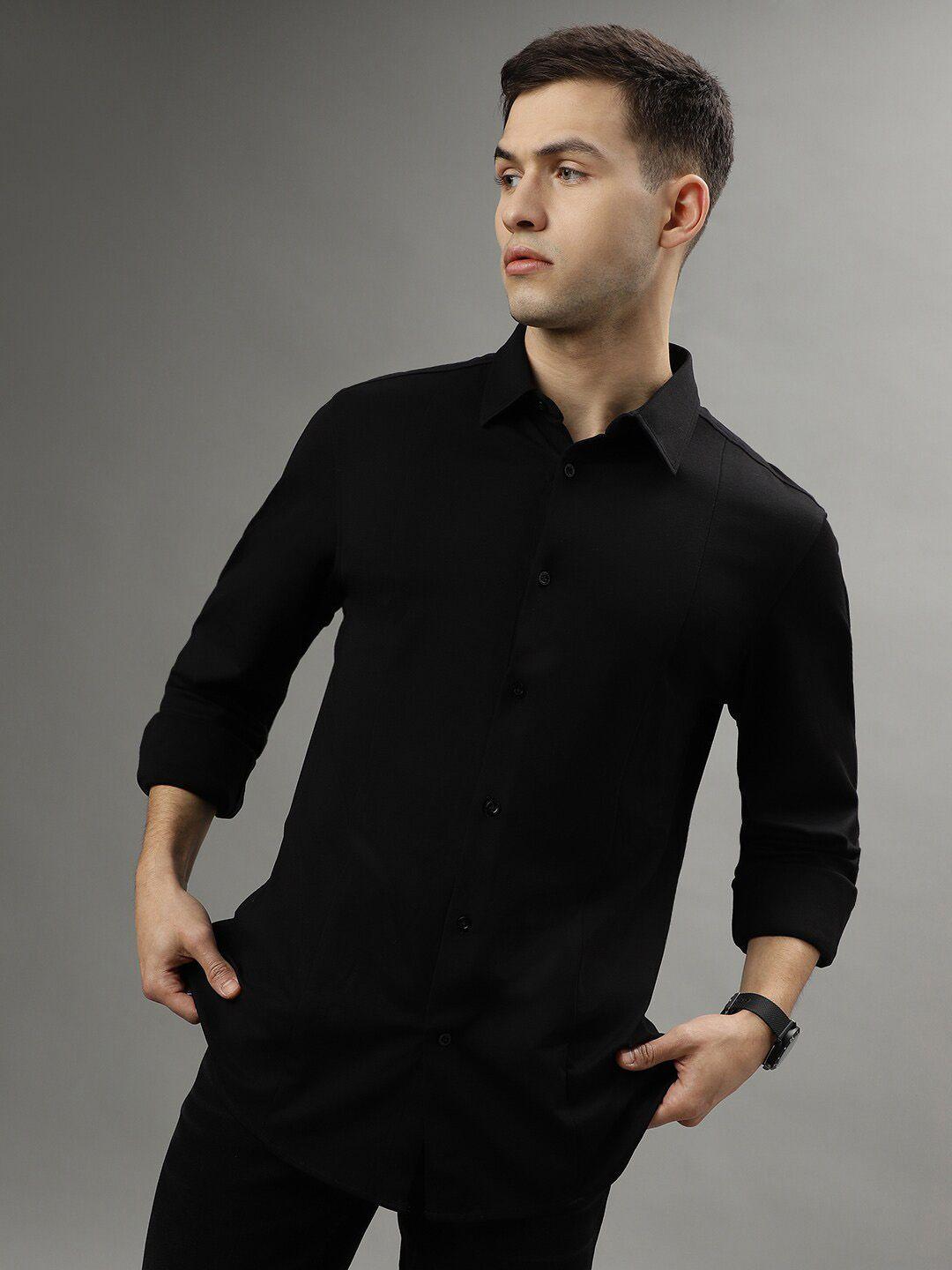 iconic spread collar slim fit casual shirt