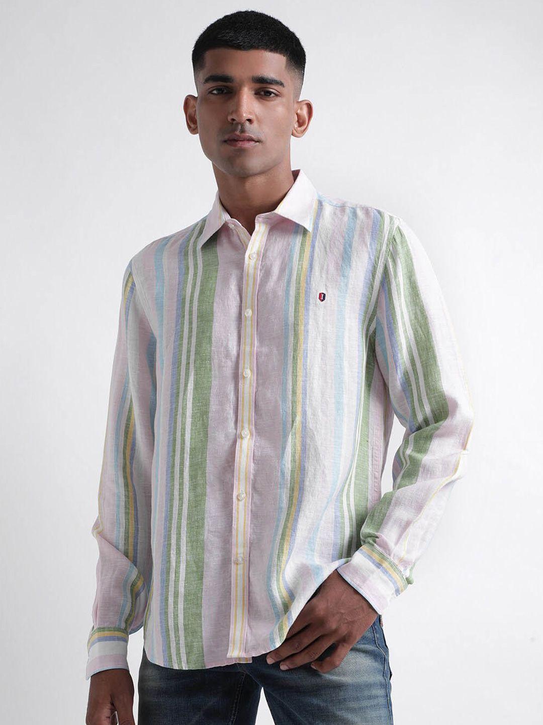iconic striped opaque casual linen shirt