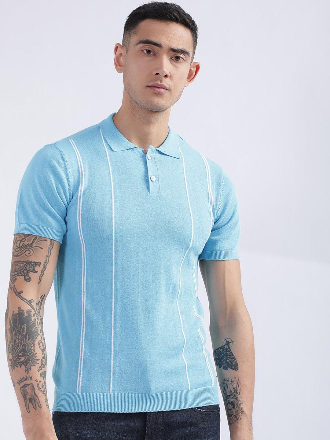 iconic striped polo collar pure cotton t-shirt