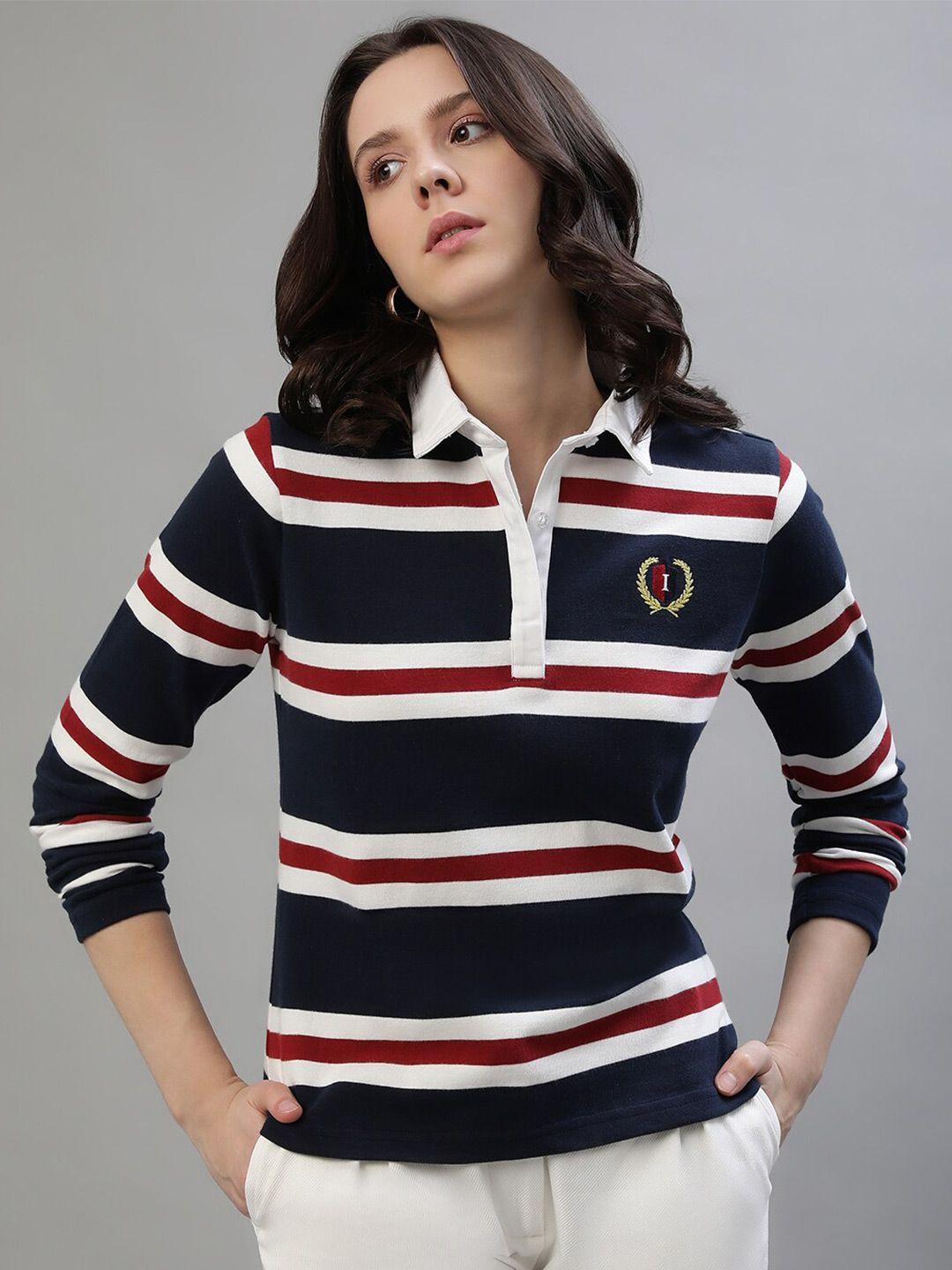 iconic striped polo collar pure cotton t-shirt