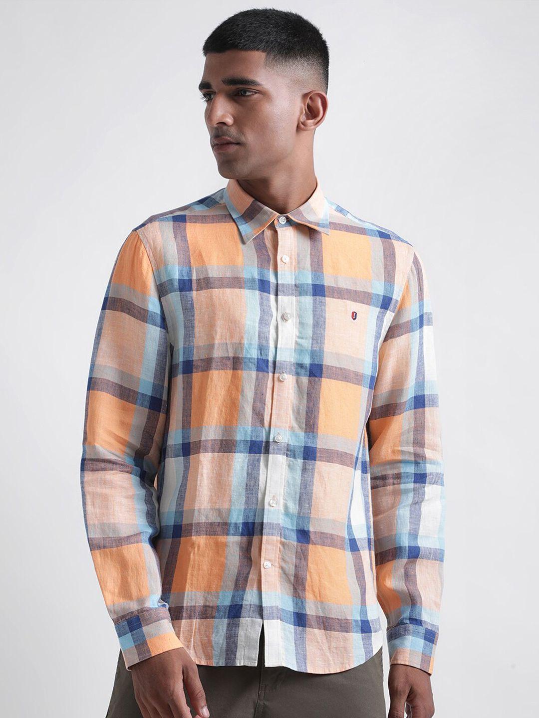 iconic tartan checks opaque casual linen shirt