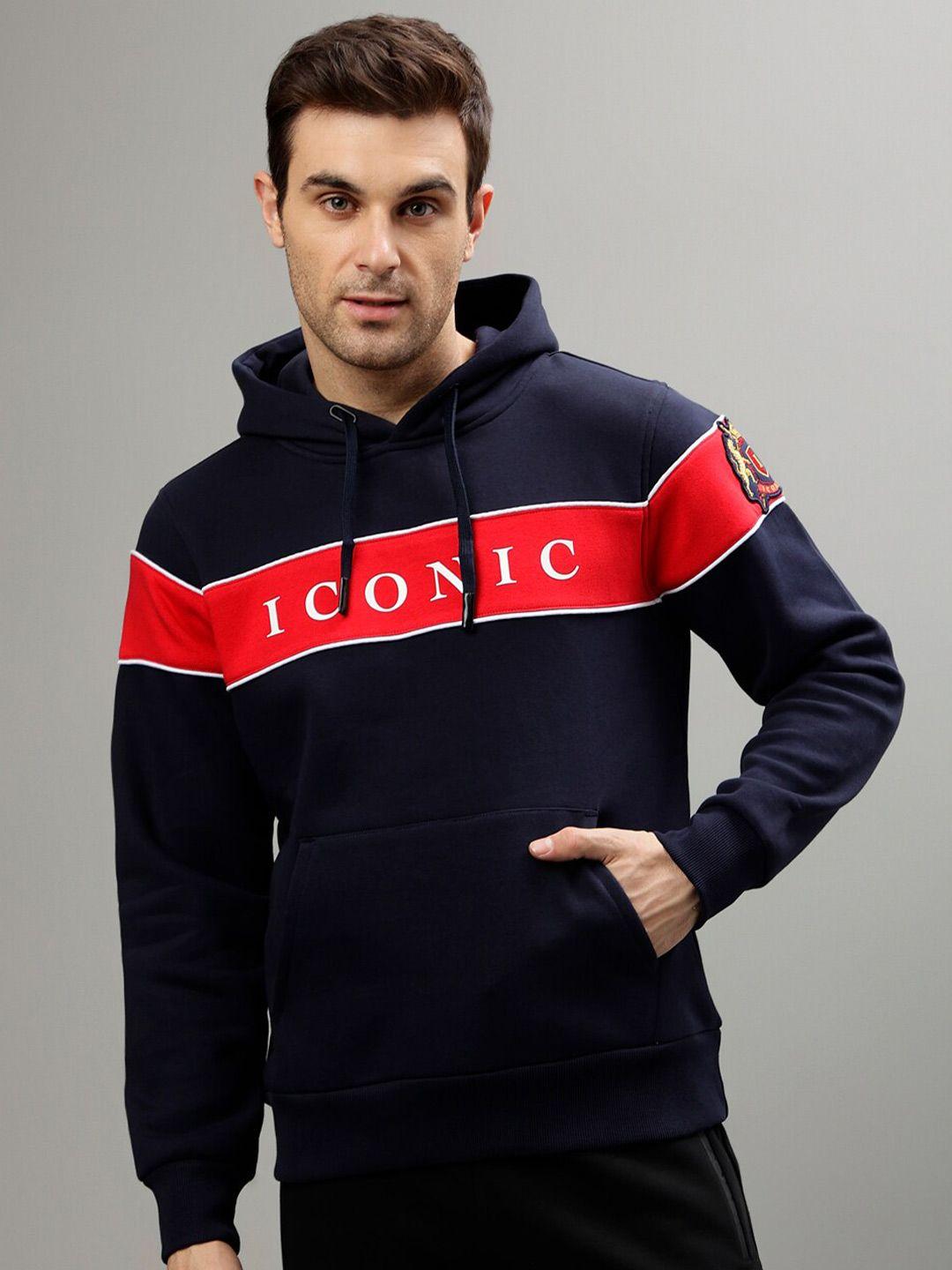 iconic typography printed hooded pullover