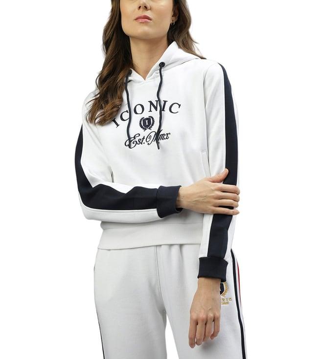 iconic white colourblocked logo regular fit hoodie