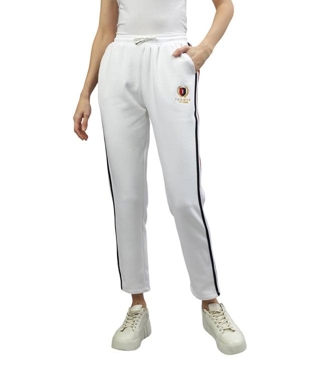 iconic white colourblocked regular fit trackpants