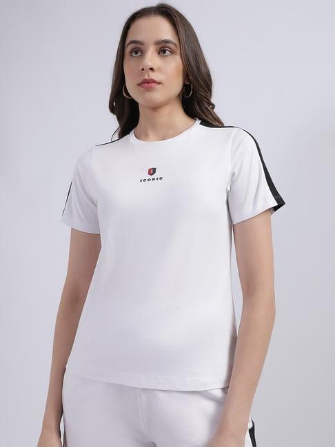 iconic white cotton color-block t-shirt