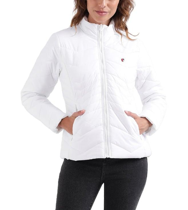 iconic white regular fit puffer jacket