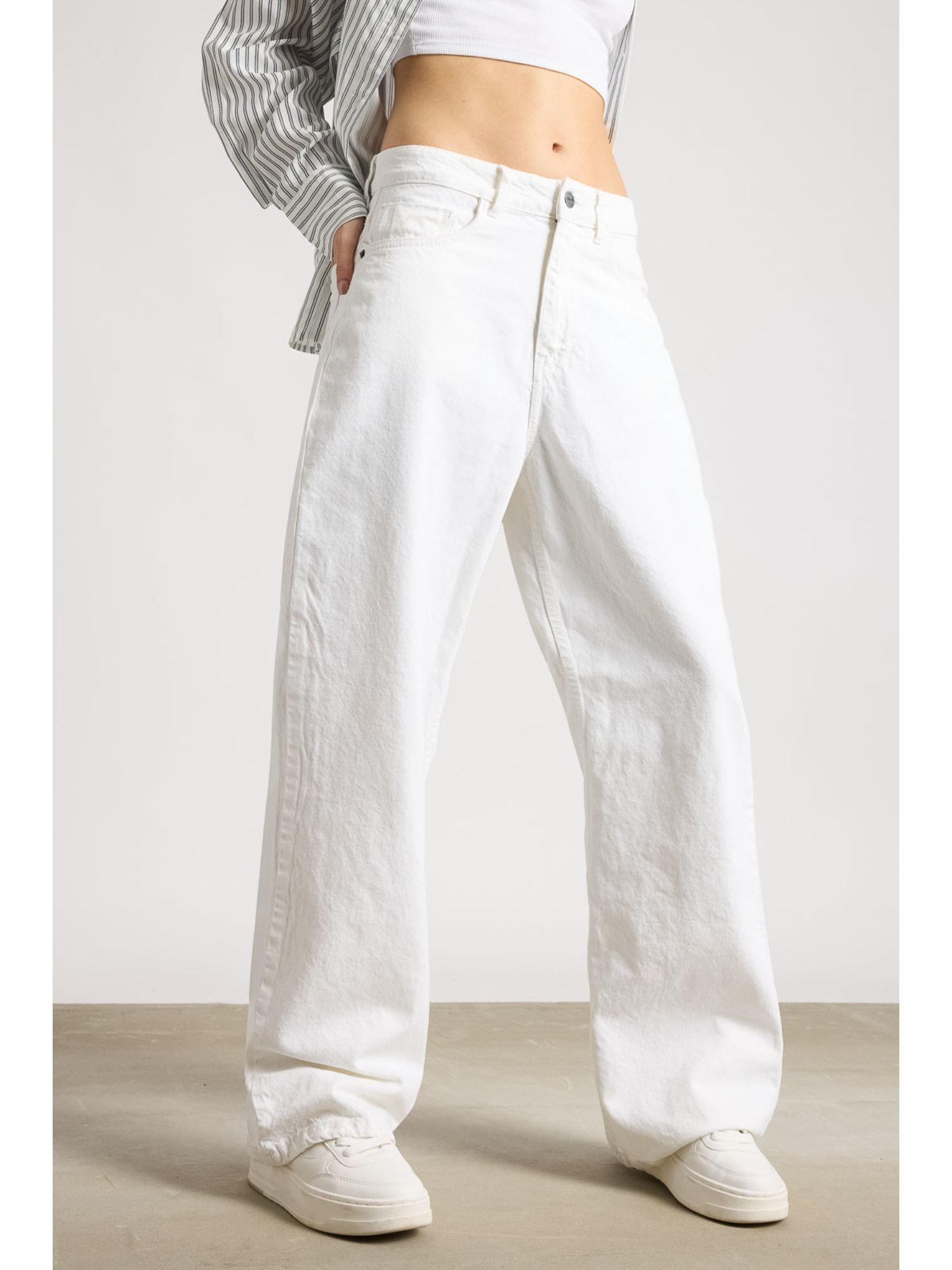 iconic white straight leg jeans