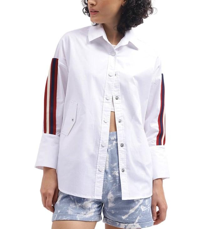 iconic white striped loose fit shirt