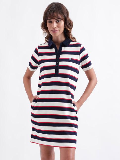 iconic white striped shift dress