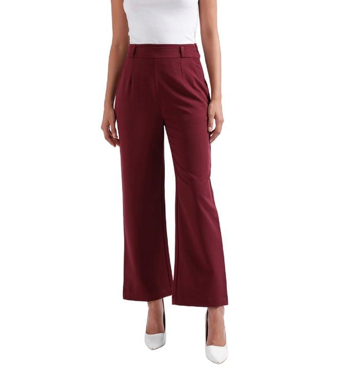 iconic wine regular fit pleated trousers