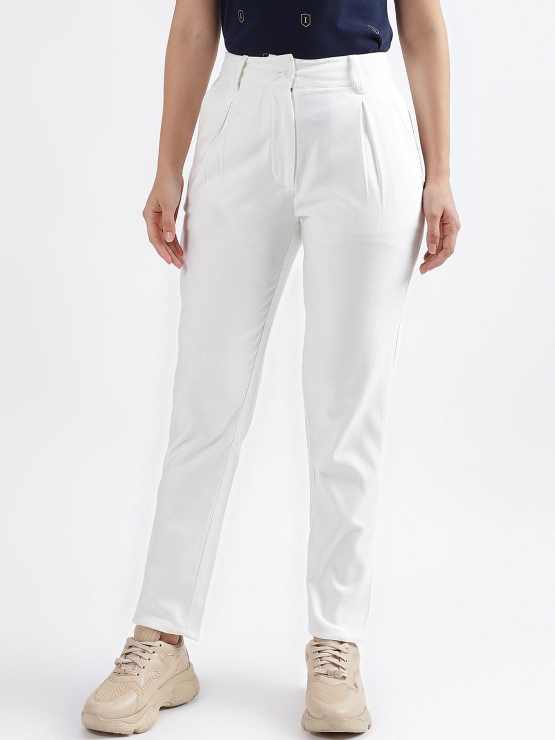 iconic women mid-rise pleated trousers