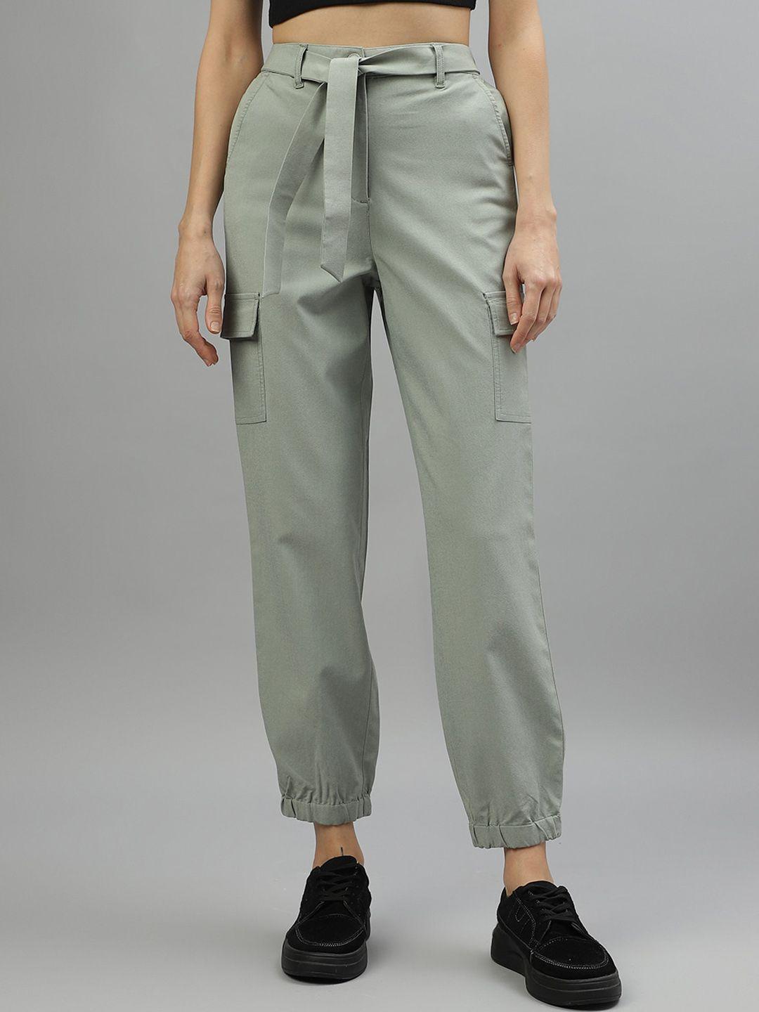 iconic women mid rise pure cotton cropped joggers