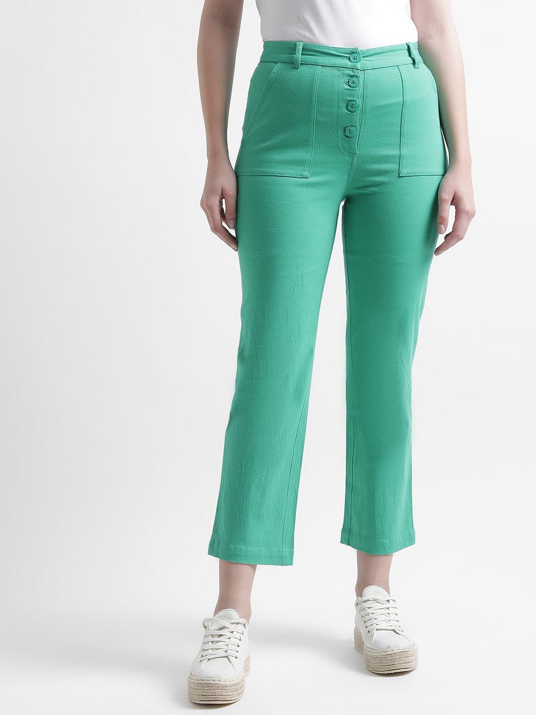 iconic women mid rise straight fit trousers