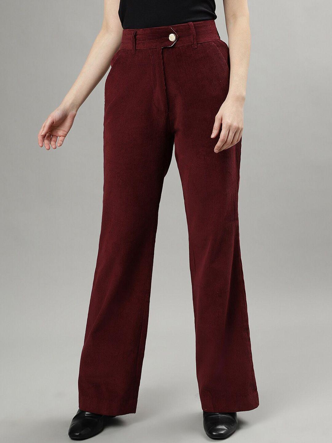 iconic women textured high-rise pure cotton parallel trousers