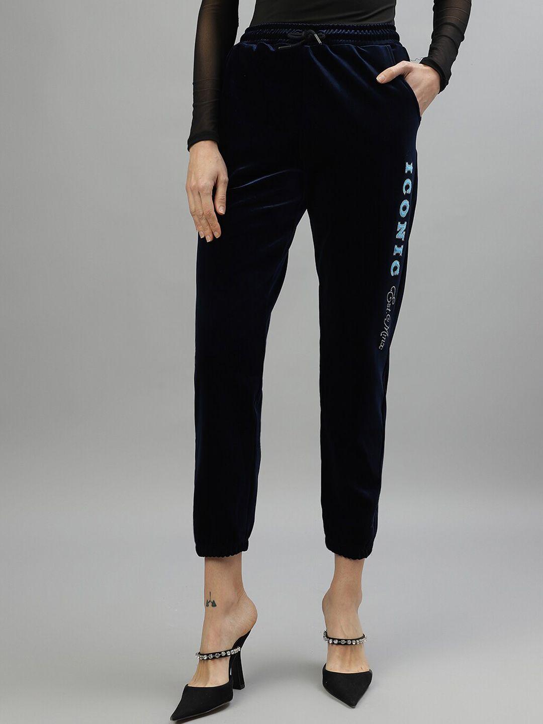 iconic women typography printed mid rise joggers