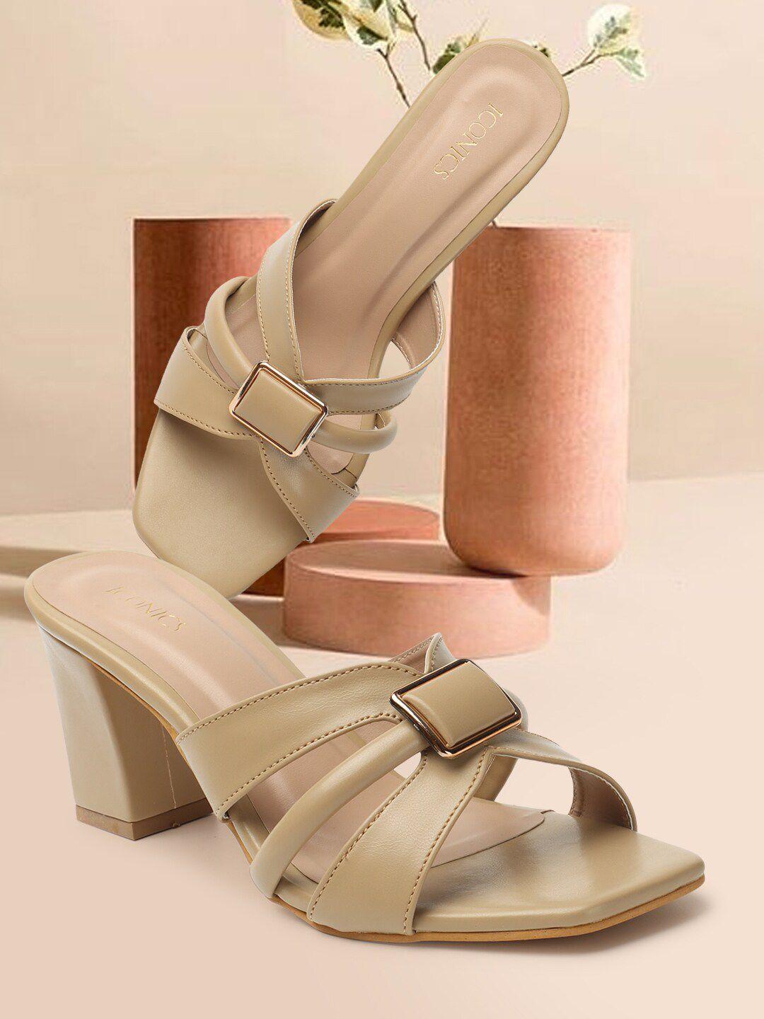 iconics embellished open toe block heels