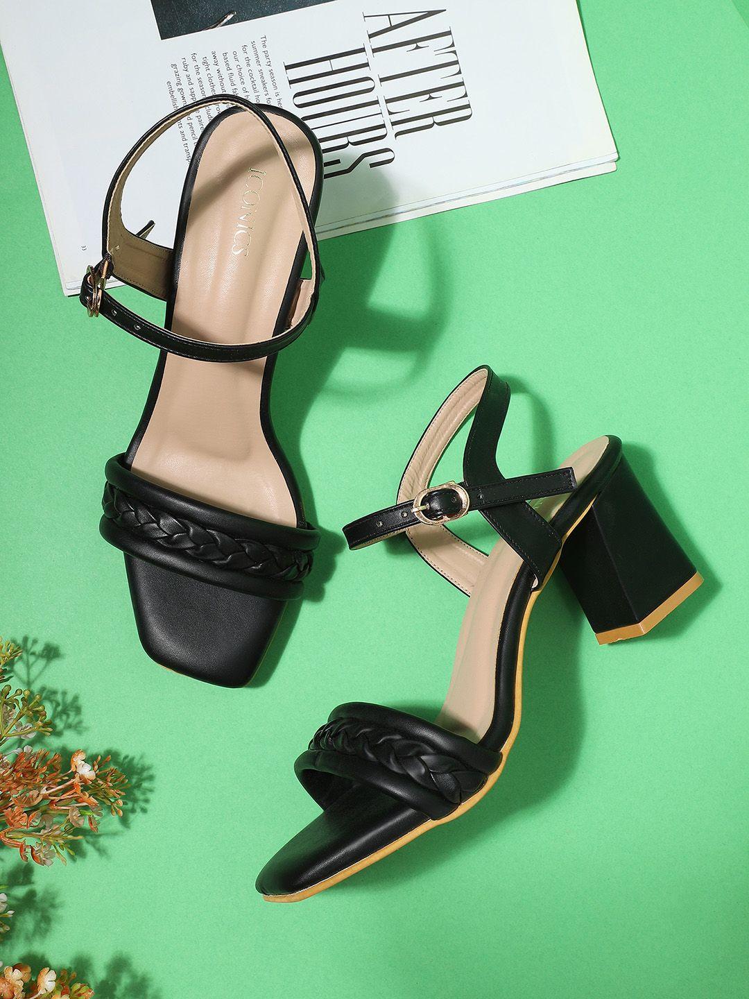 iconics black block heels