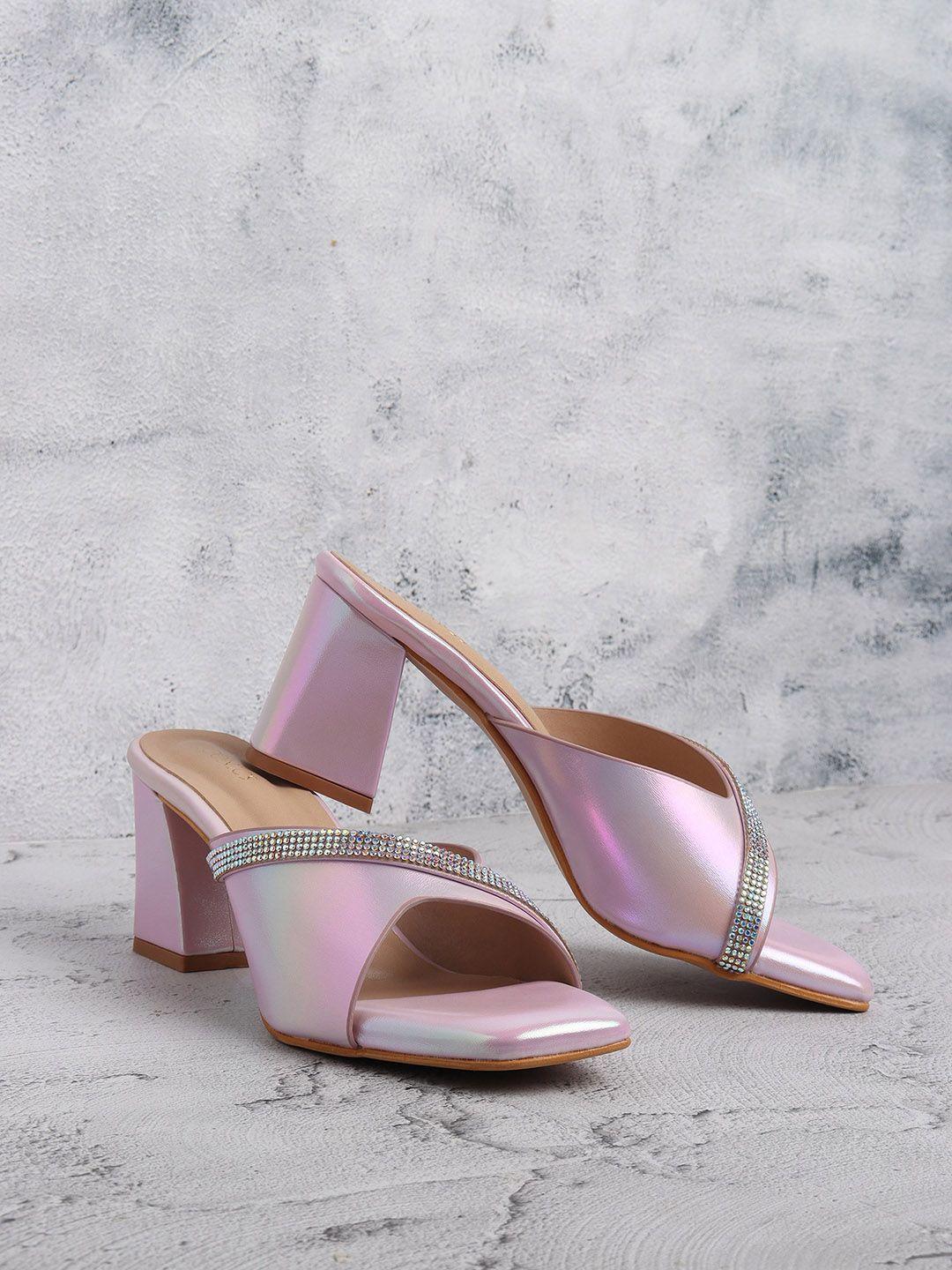 iconics embellished block heels