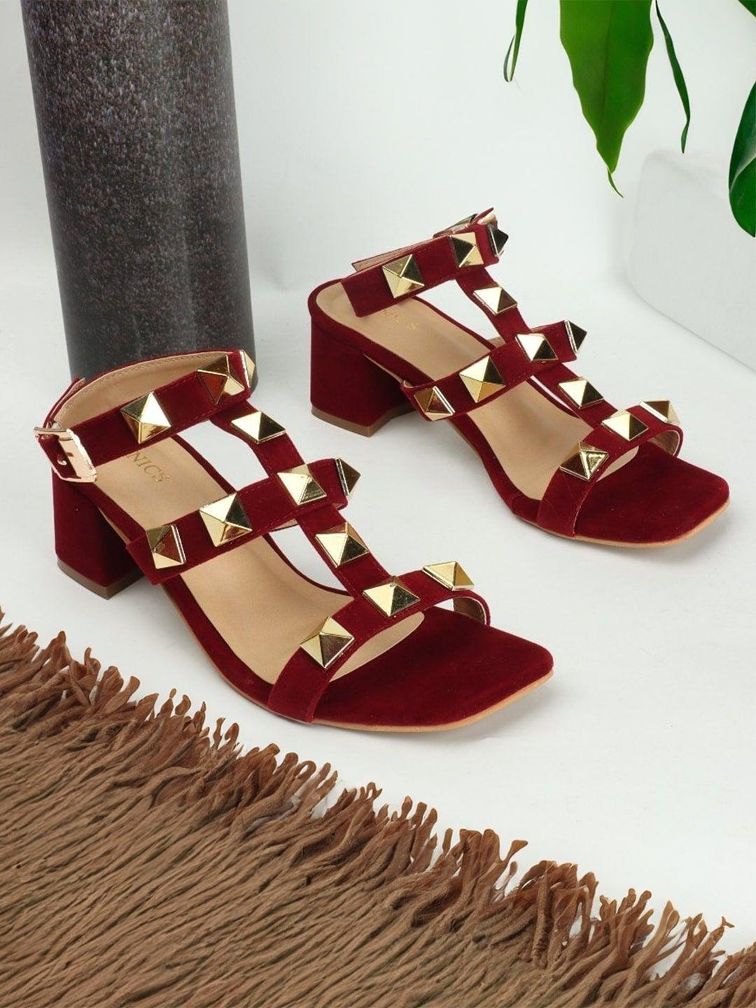 iconics embellished strappy block heels
