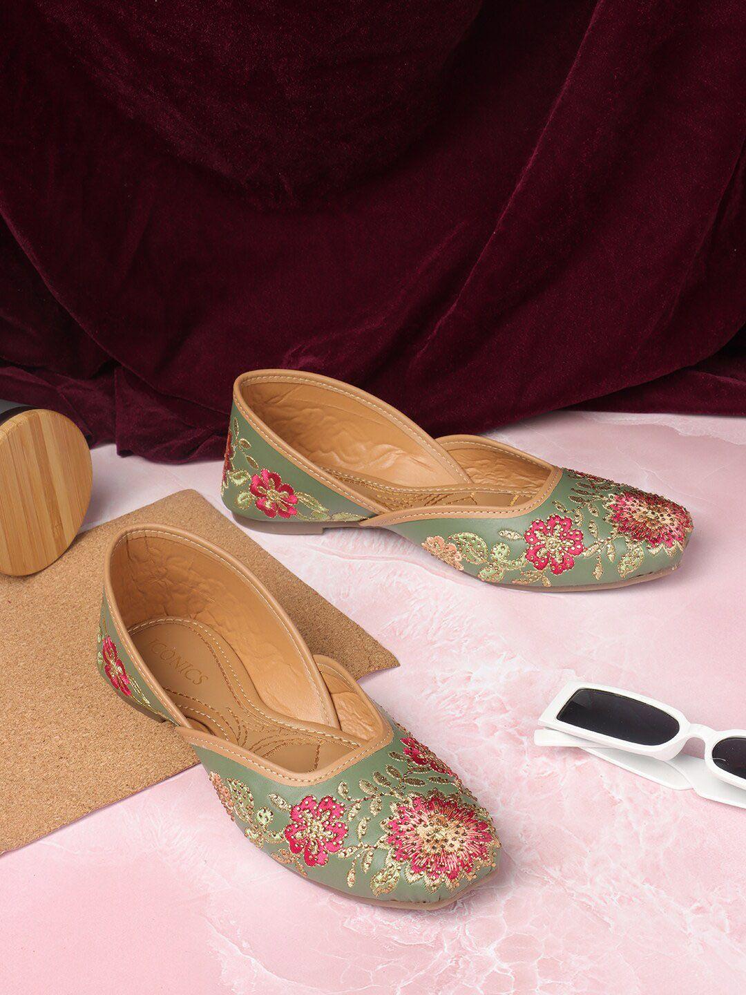 iconics embroidered ethnic mojaris flats