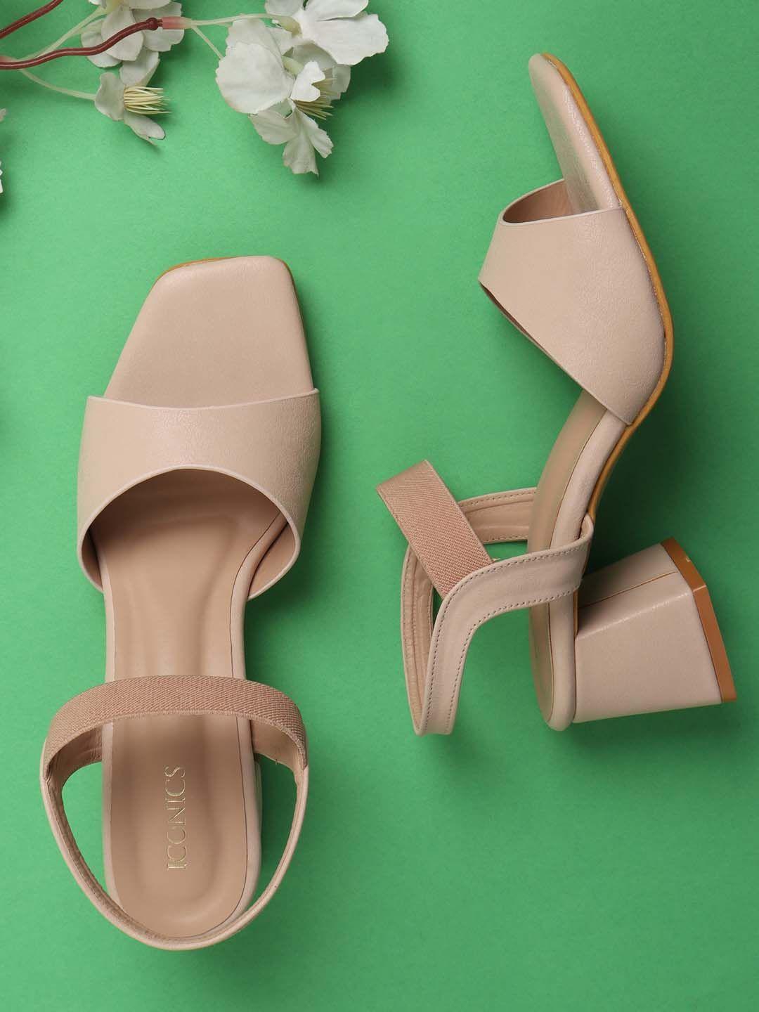 iconics nude-coloured block heels