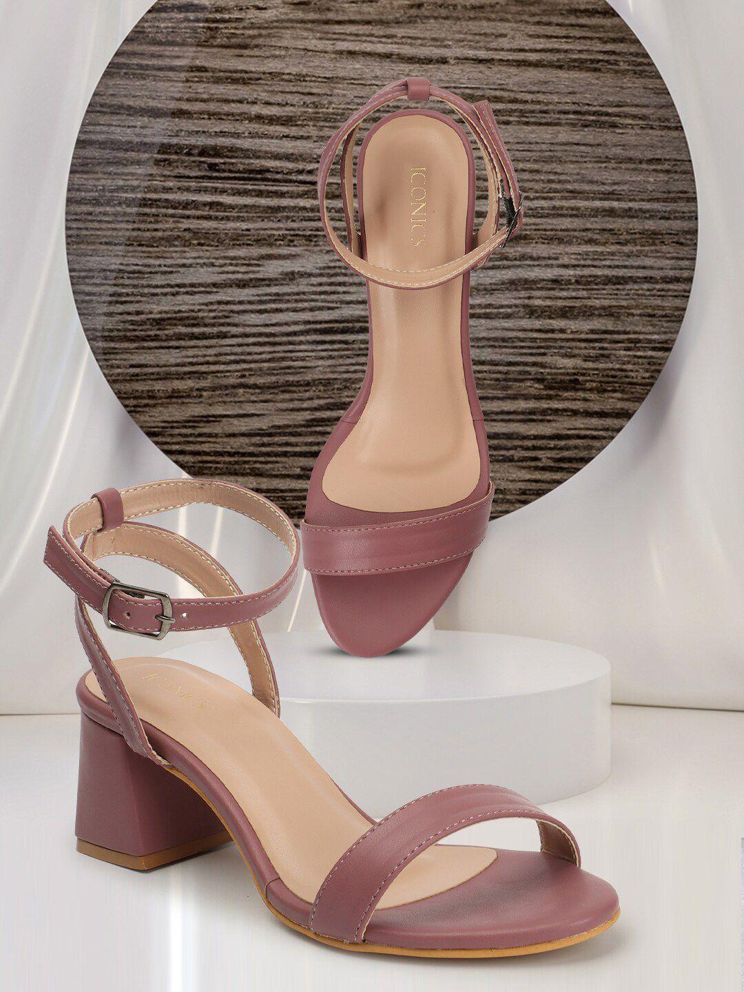 iconics open toe block heels with ankle loop