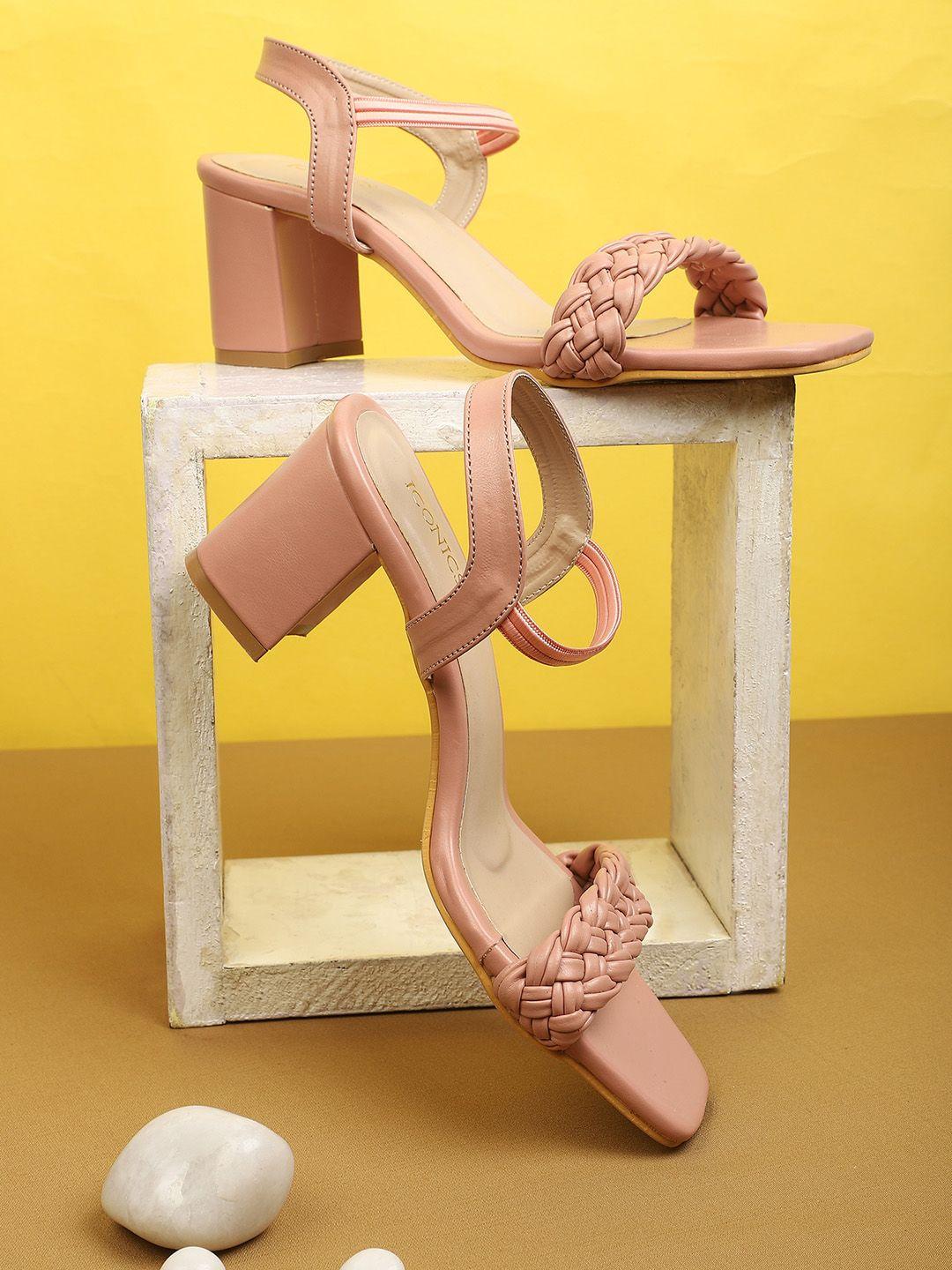 iconics pink open toe heels