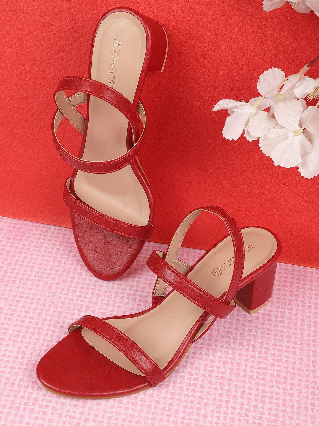 iconics red block heels