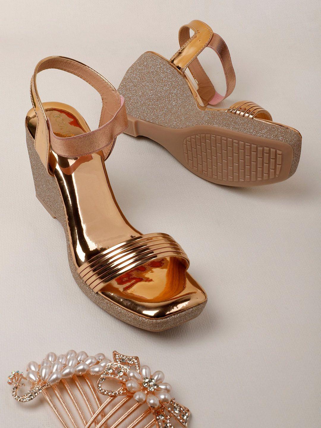 iconics solid embellished wedge heels