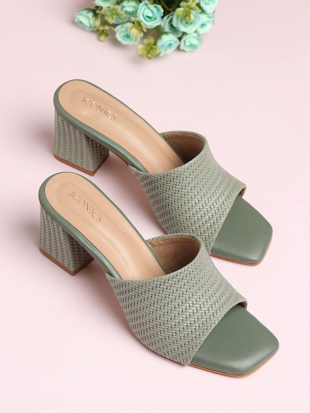 iconics square toe block heel