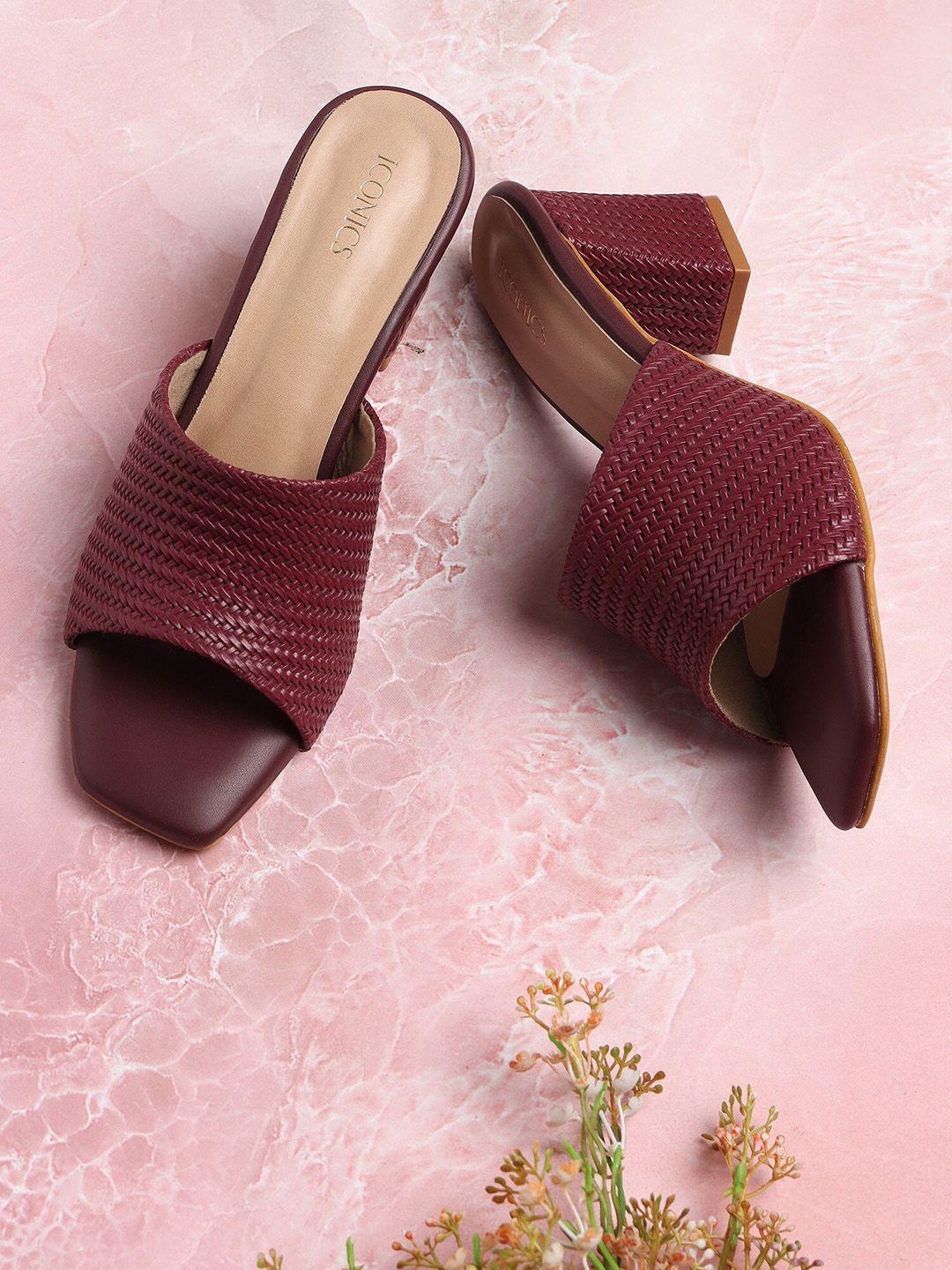 iconics square toe block heels