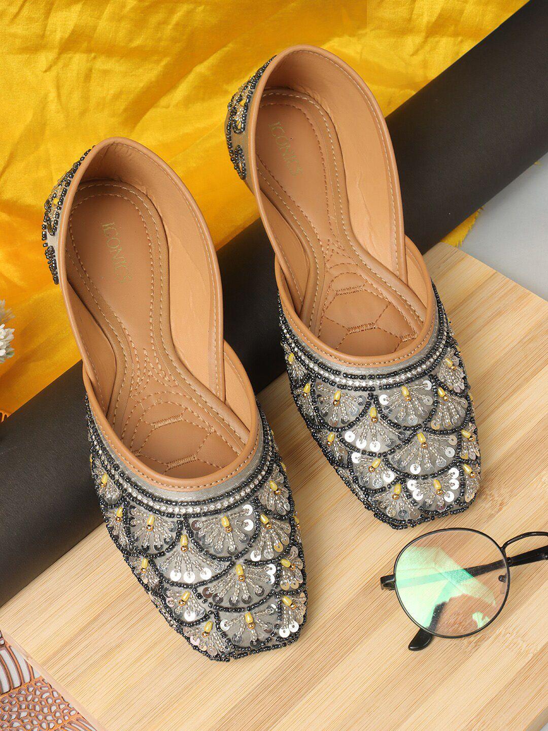 iconics square toe ethnic embellished mojaris