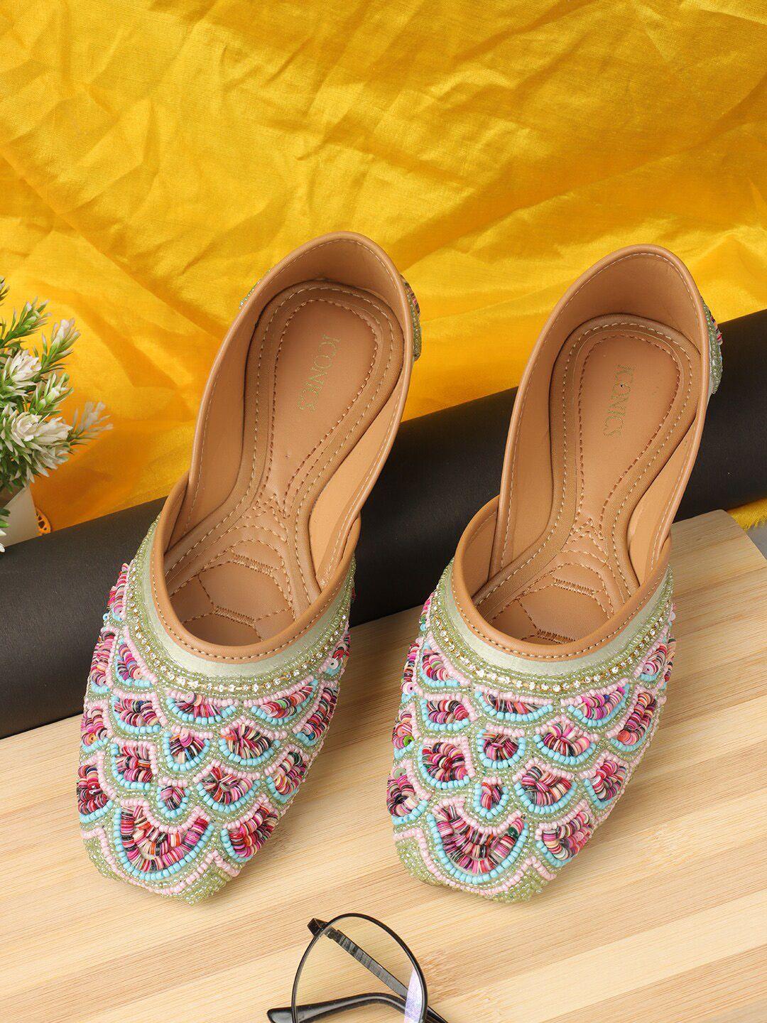 iconics square toe ethnic embellished mojaris