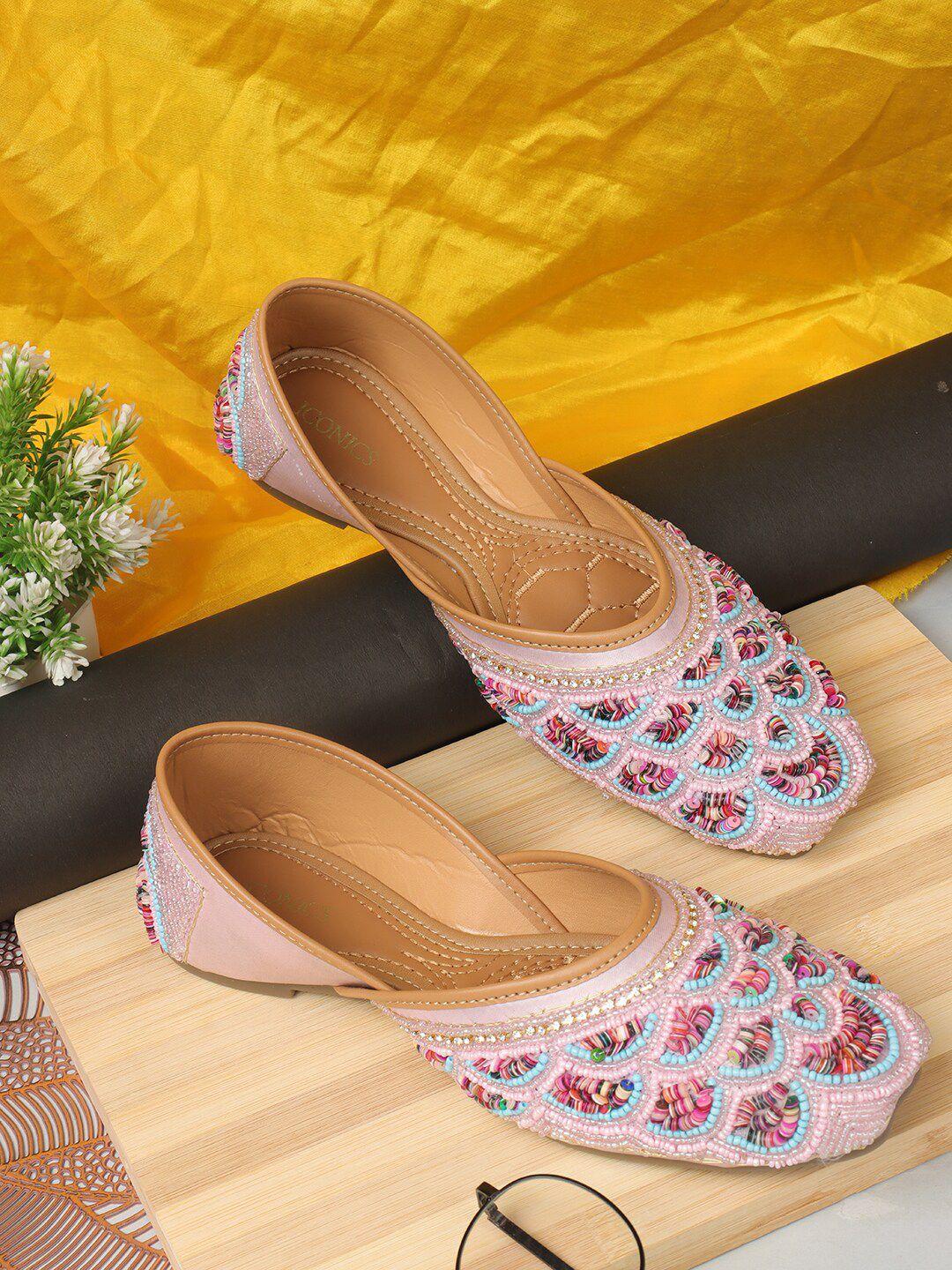 iconics square toe ethnic embellished mojaris