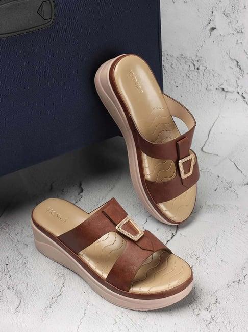 iconics women's brown casual wedges