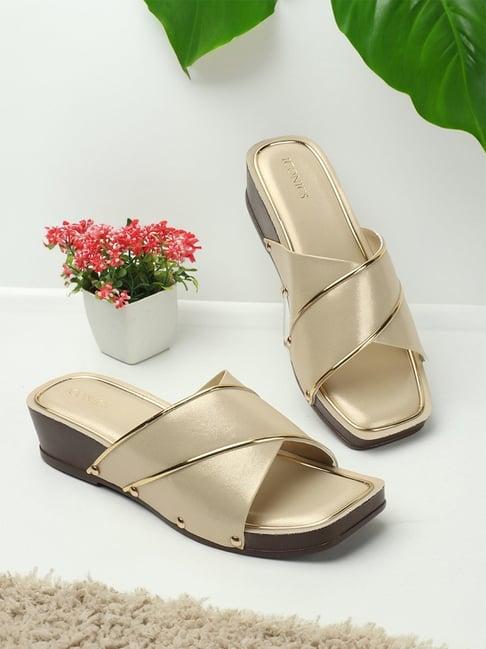 iconics women's golden casual wedges