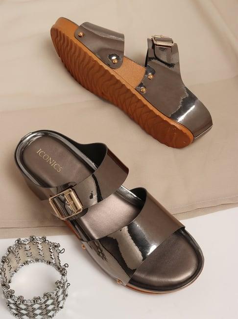 iconics women's gun metal casual wedges