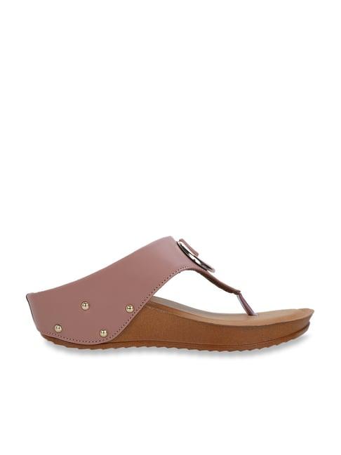 iconics women's pink thong wedges
