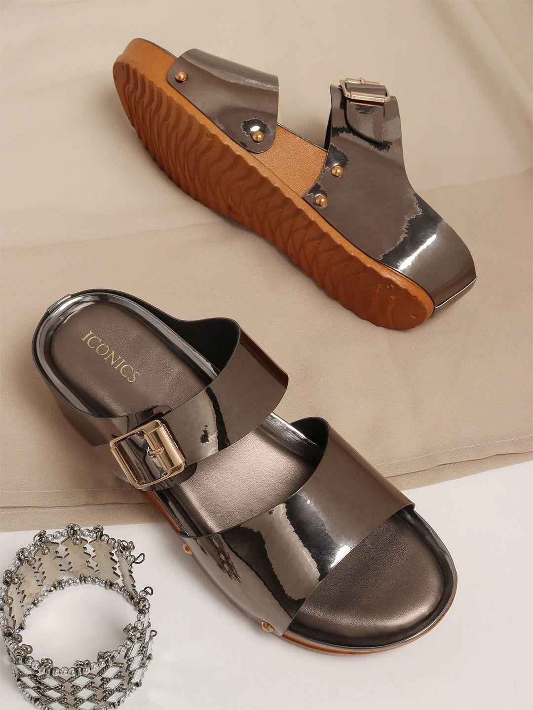 iconics women comfort heels with buckles