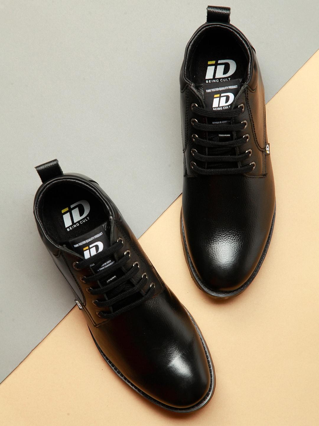 id men black solid leather regular boots